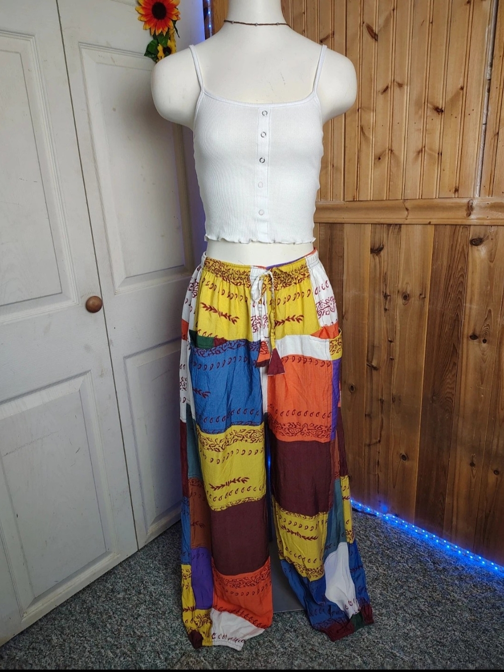 EARTHBOUND Trading Co. Patchwork Boho Pants, High-Rise, Small, NWOT